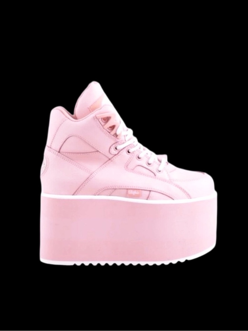 Buffalo London Towers High Pink Leather Platform Sneakers